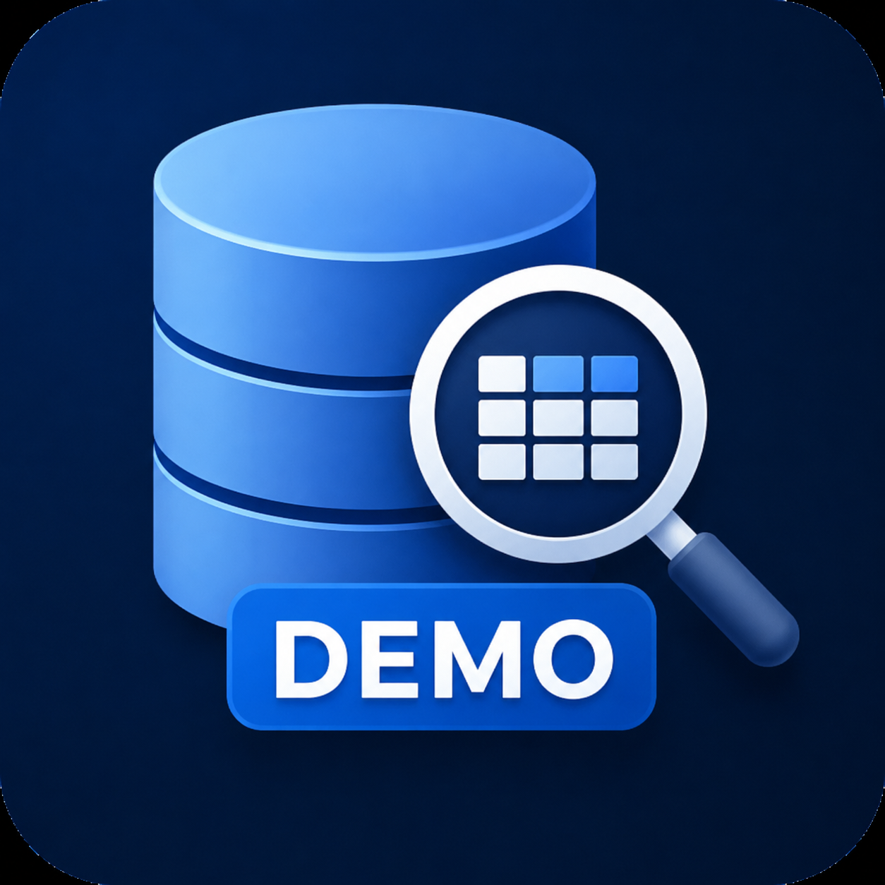 Database Explorer demo scherm