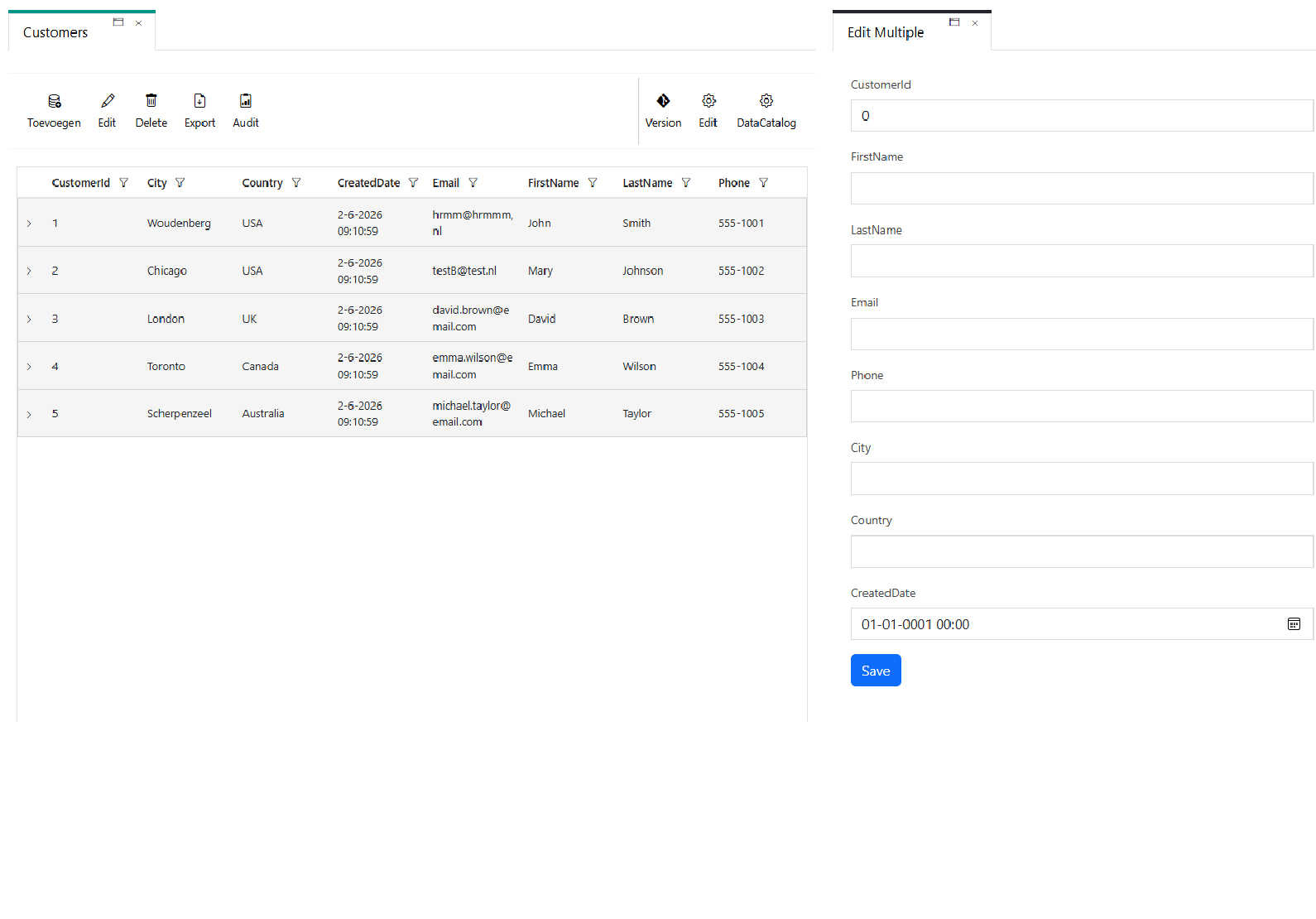 Bewerkt meerderer records in een Batch