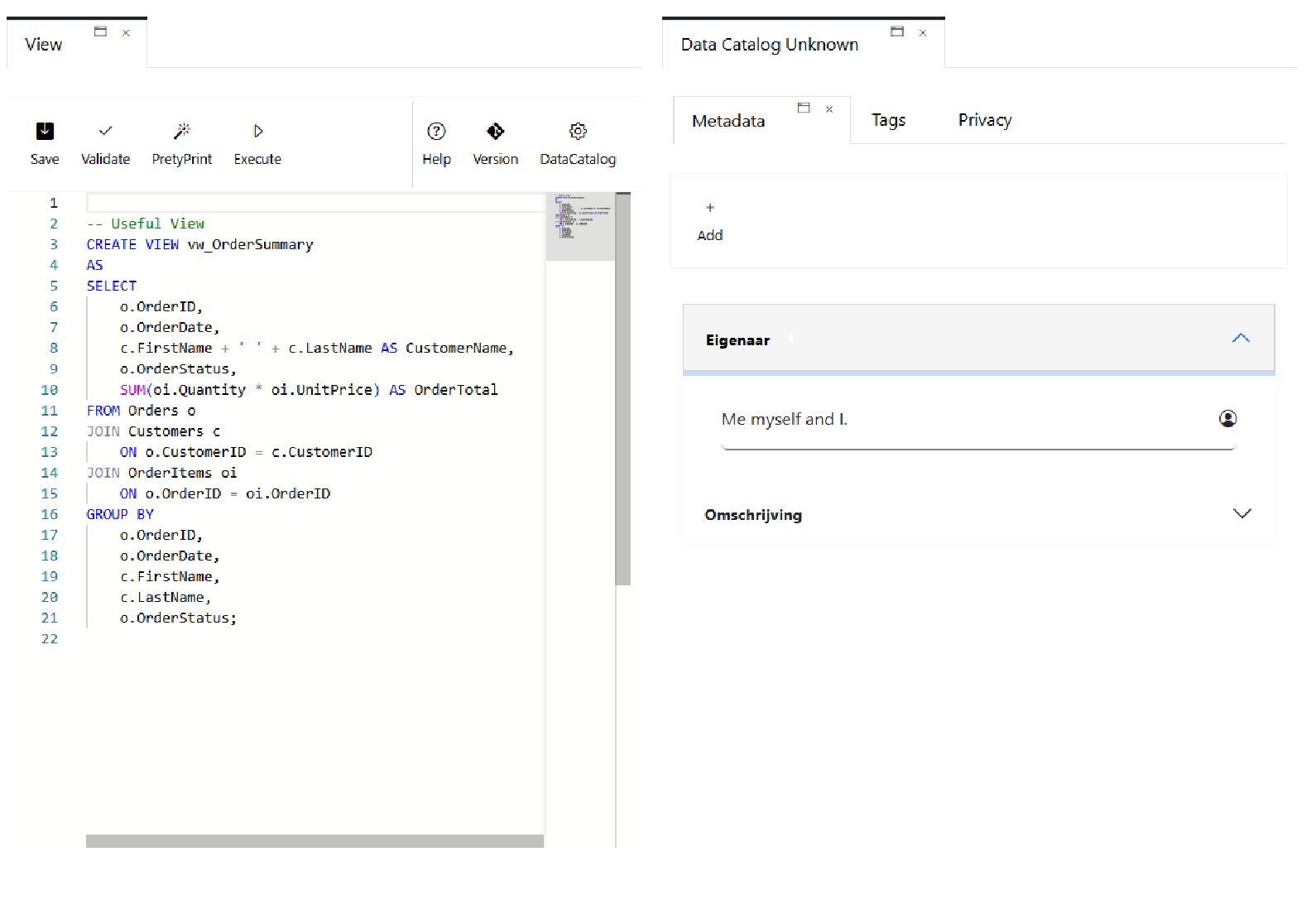 Metadata keys voor meerdere database objecten