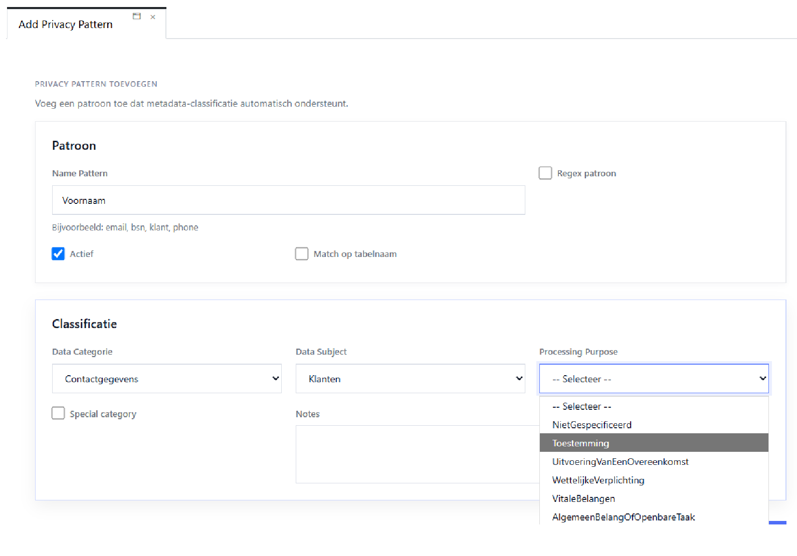 Configuratie voor scheduled privacyscan