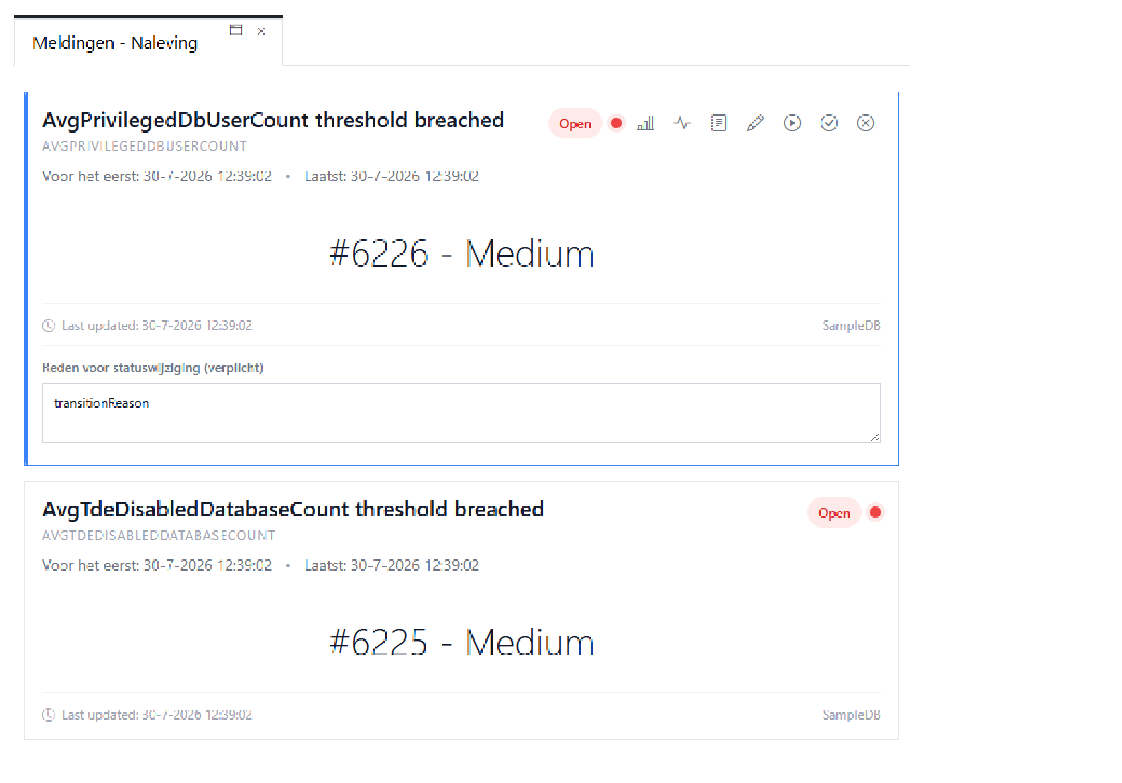 Overzicht van privacy naleving in Database Explorer